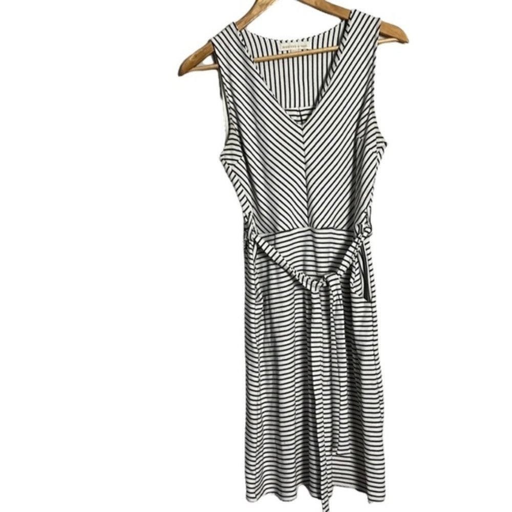 Monteau cream and black striped dress size medium